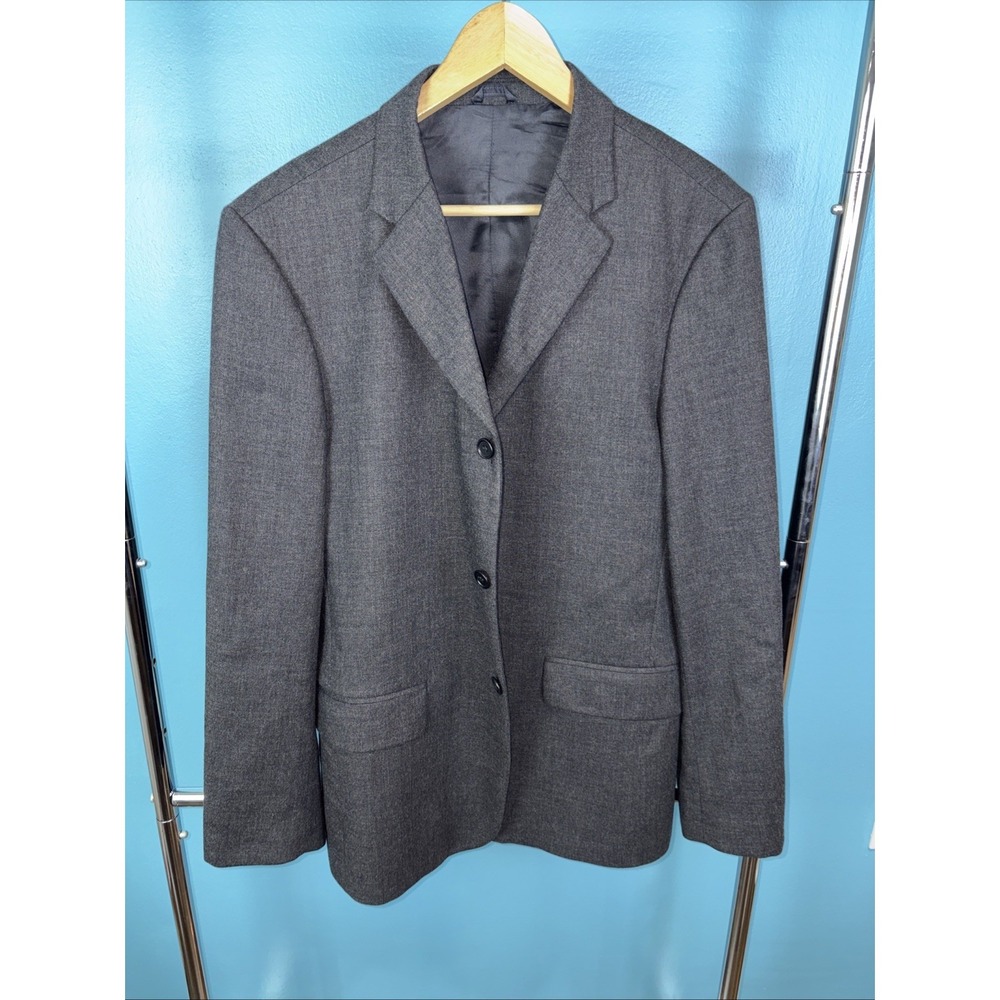 Bennetton Men's‎ Blazer 3 Button Gray Size 48 Dark Gray Wool Made In Italy